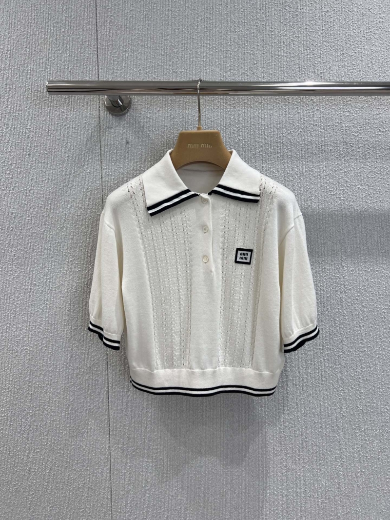 Miu Miu 25SS Spring Summer Cropped Polo Knit Top - Exclusive Luxe Design