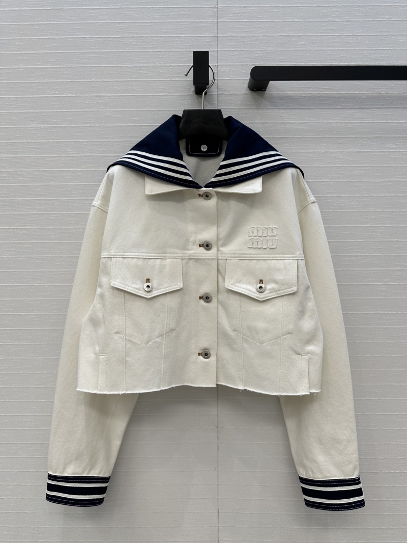 Miu Miu Navy Denim Jacket with Detachable Cape - Vintage Inspired Short Cropped Fit