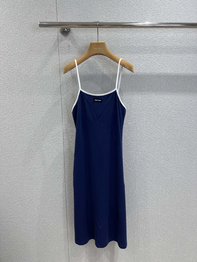 Miu Miu 25SS Cotton Backless Cami Dress in Blue - Exclusive Luxe Edition