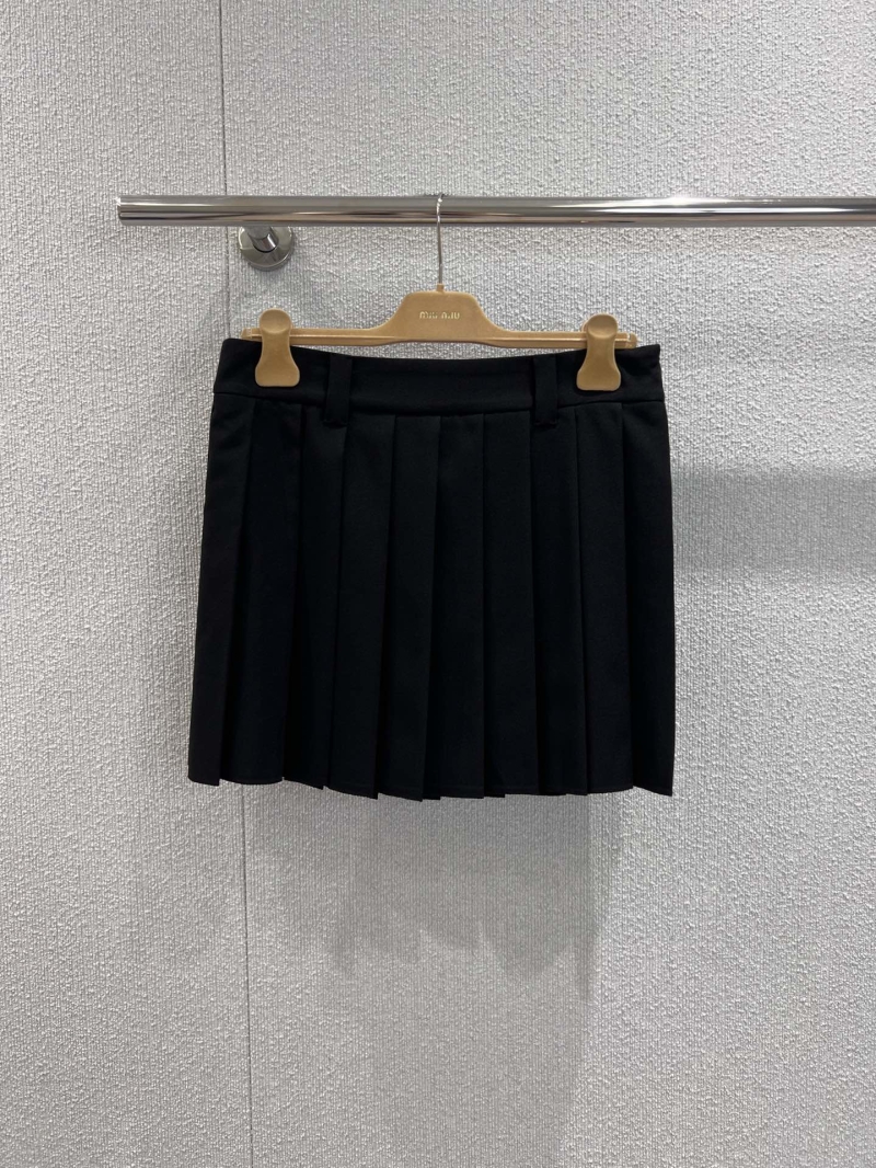 Miu Miu Early Autumn Pleated Mini Skirt with Embroidered Letters - Exclusive Luxe Design