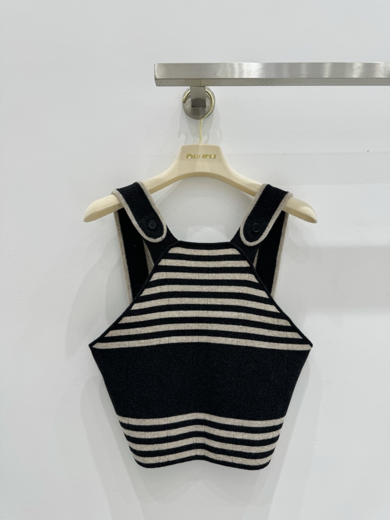 Miu Miu Striped Suspender Vest Cashmere Wool - Chic Slim-Fit Design