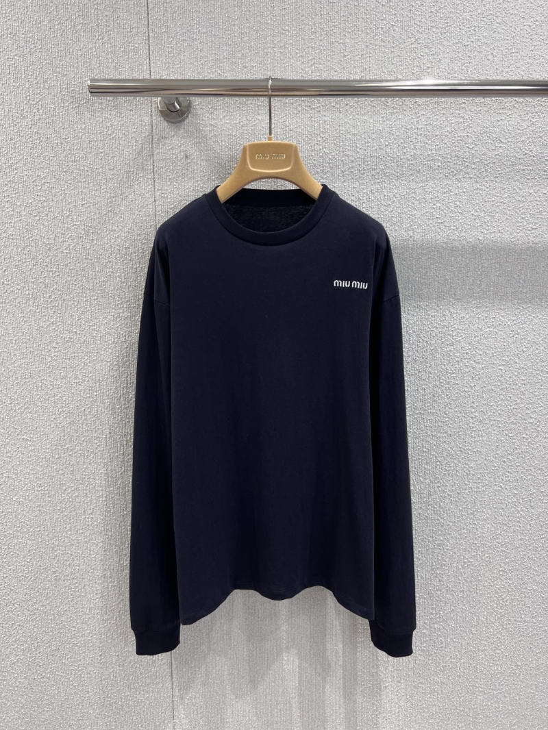 Miu Miu Early Autumn Logo Embroidery Long-Sleeve T-Shirt - Exclusive Oversize Fit
