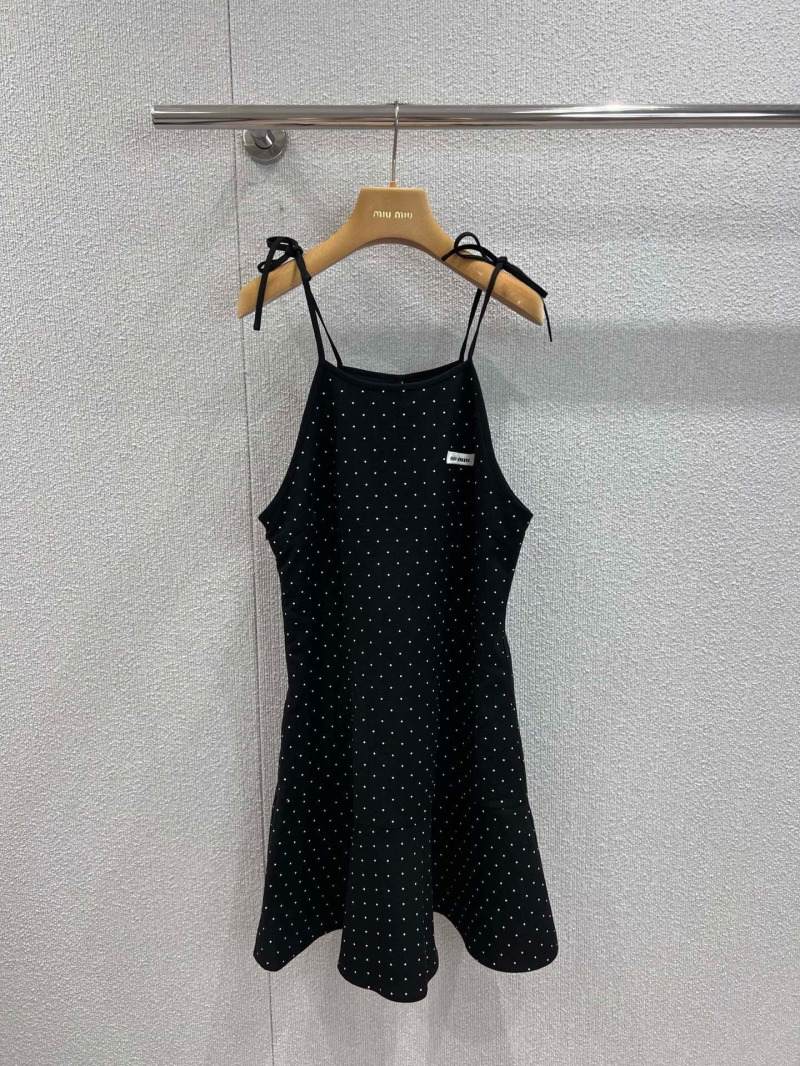 Miu Miu 25FW Starry Polka Dot Cami Dress - Elegant Resort Style