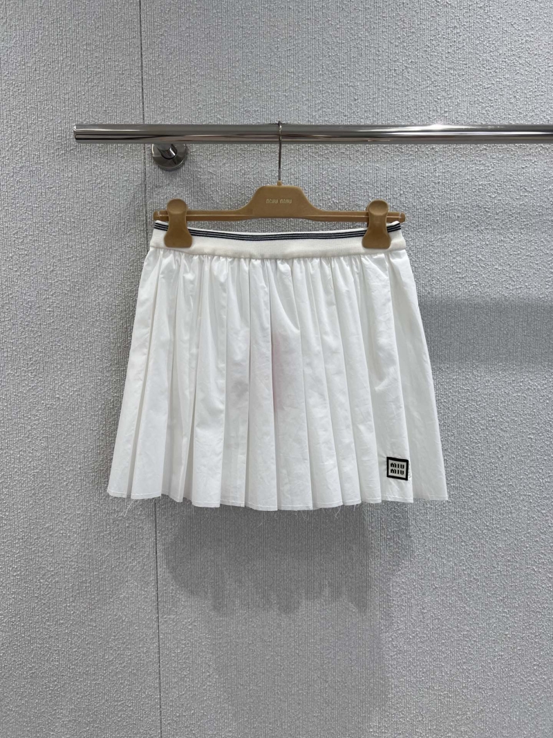 Miu Miu 25Fw Early Autumn Collection Pleated Skirt Set - White with Black Stripes
