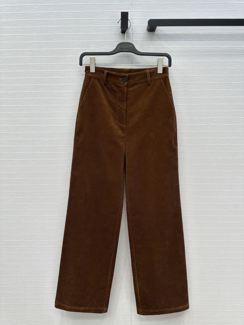 Miu Miu Exclusive Corduroy Straight Leg Pants in Caramel Brown - Minimalist Luxury