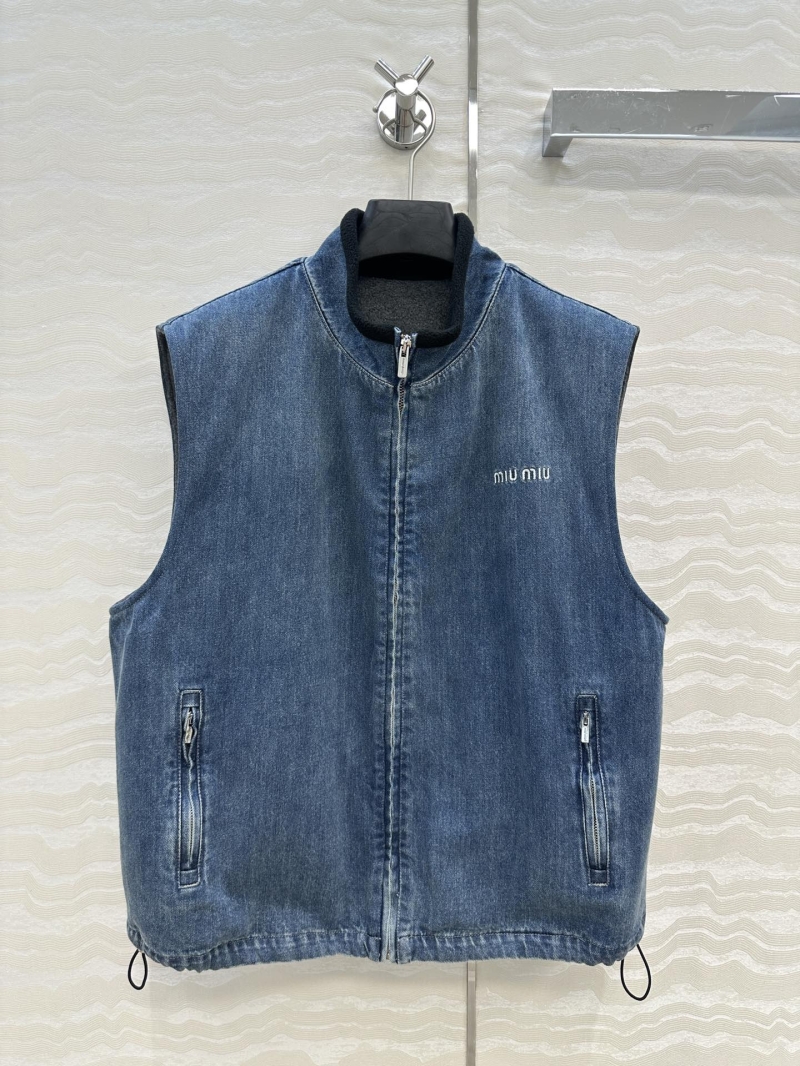 Miu Miu Exclusive Denim Vest with Fleece Lining - Oversized Chic