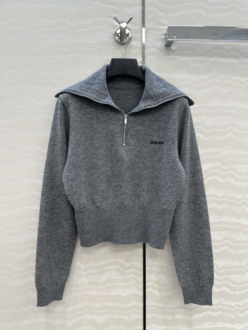 Miu Miu Sailor Collar Cashmere Knit Sweater in Gray