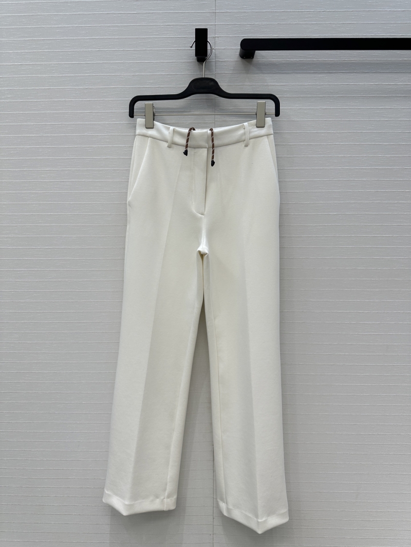 Miu Miu Low-Rise Cotton Drawstring Trousers in Off-White | Exclusive University Style