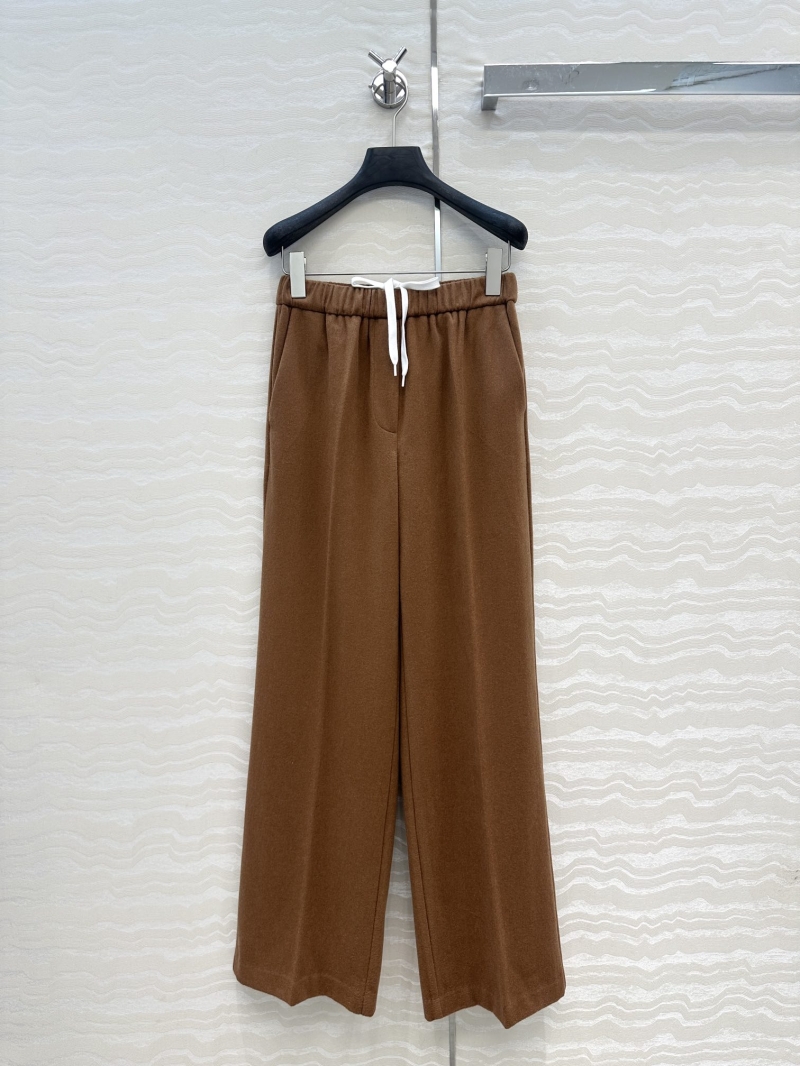 Miu Miu Women's Wool-Blend Straight-Leg Trousers | Slim-Fit, Elastic Waist, Embroidered Logo