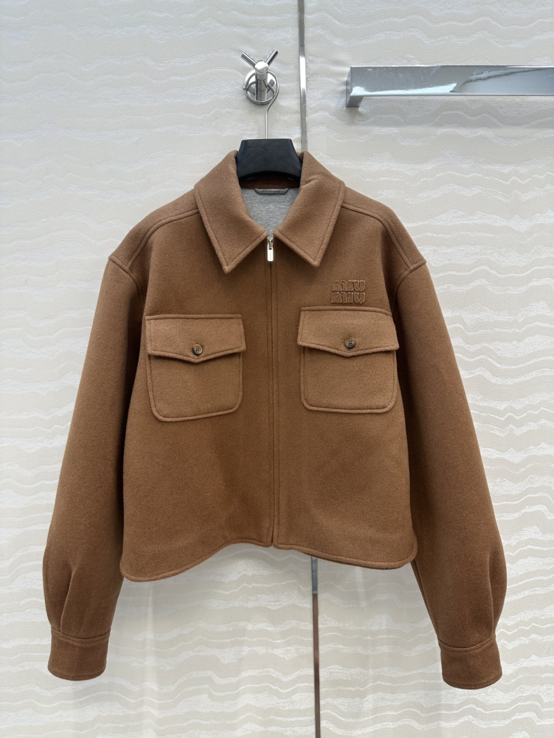 Miu Miu Wool-Blend College Chic Jacket – Tailored, Oversized, Embroidered