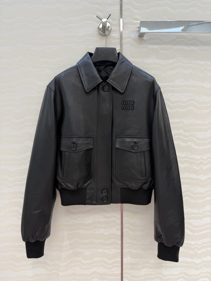 Miu Miu Inspired Vintage Sheepskin Bomber Jacket | 100% Lamb Leather | Lightly Quilted | Short Cut | Sweet & Edgy Style