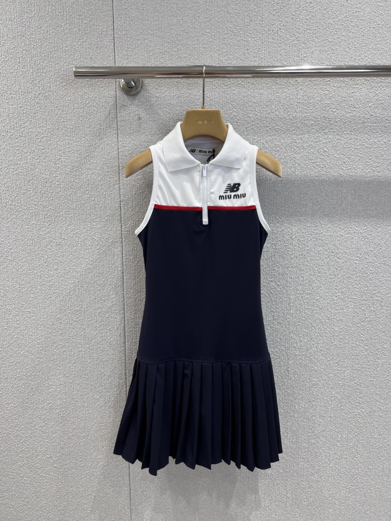 Miu Miu x New Balance Sleeveless Polo Dress | Color-Blocked Knit, Pleated Skirt, Signature Sweet-Seductive Detail