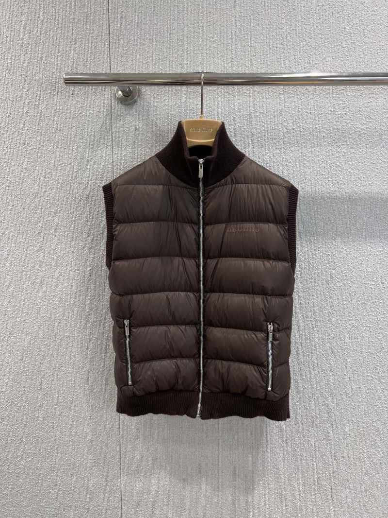 Miu Miu Espresso Puffer Vest | Cropped Fit, Luxe Down, Embossed Logo