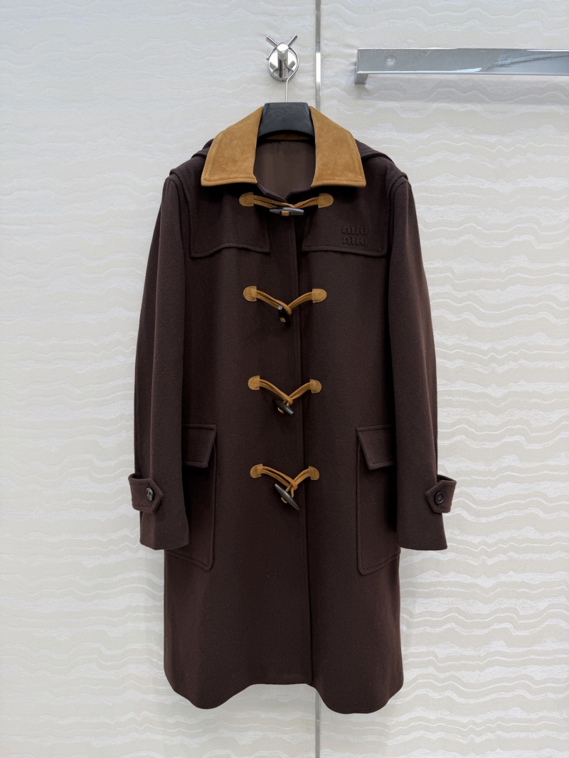 Miu Miu Exquisite Melton Wool & Lambskin Duffle Coat | Preppy Chic