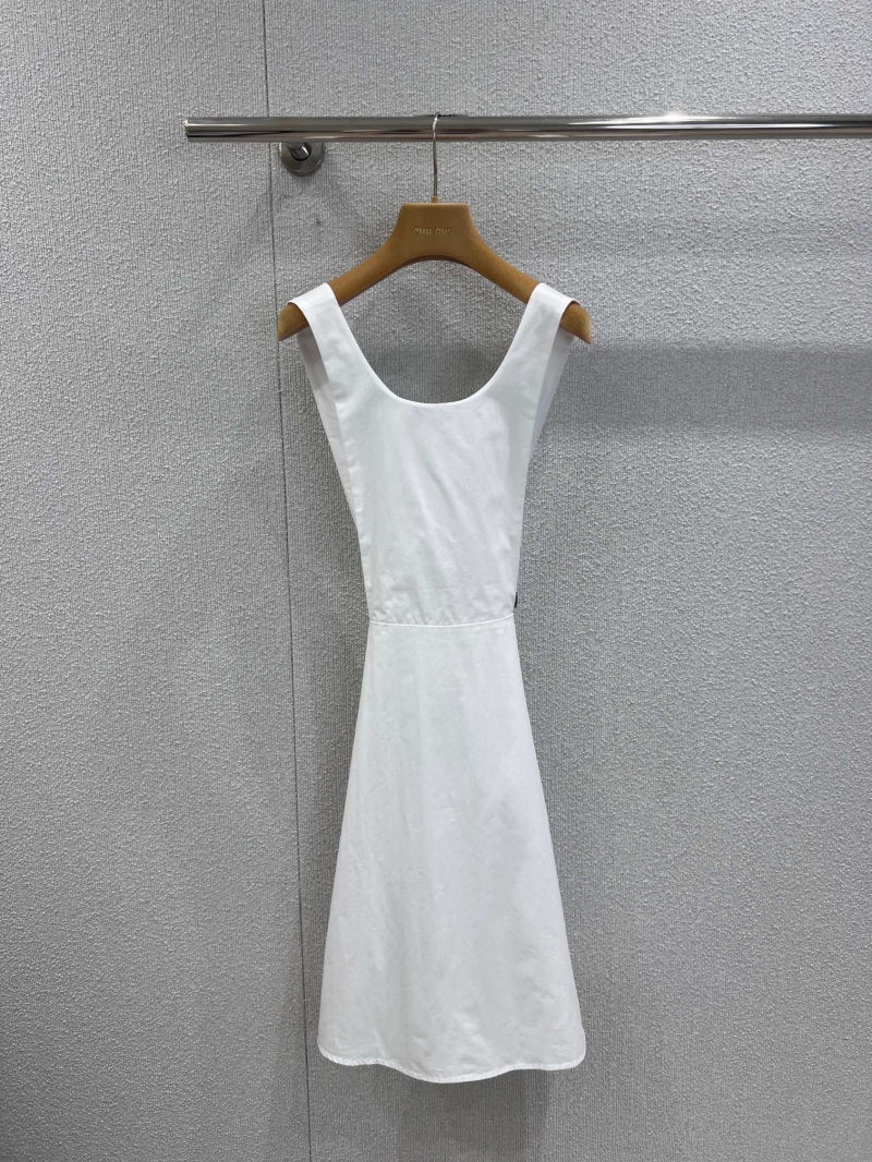 Miu Miu White Cotton Poplin Side-Cutout Apron Mini Dress