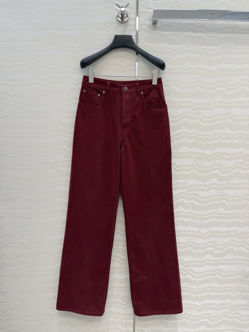 Miu Miu Auspicious Red Imported Yarn-Dyed Washed Denim Straight-Leg Jeans