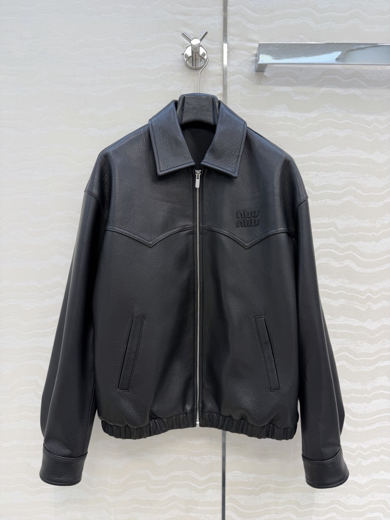 Miu Miu Sumptuous New Zealand Goatskin Oversized Leather Biker Jacket in Chocolate Brown