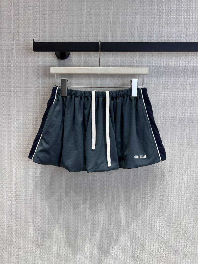 Miu Miu Bubble Silhouette Mini Skirt Forest Green Sporty Luxe Design
