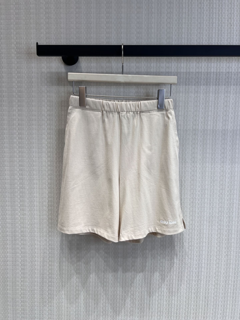 Miu Miu Embroidered Cotton High-Waist Shorts in Cream - 26SS Early Spring Collection