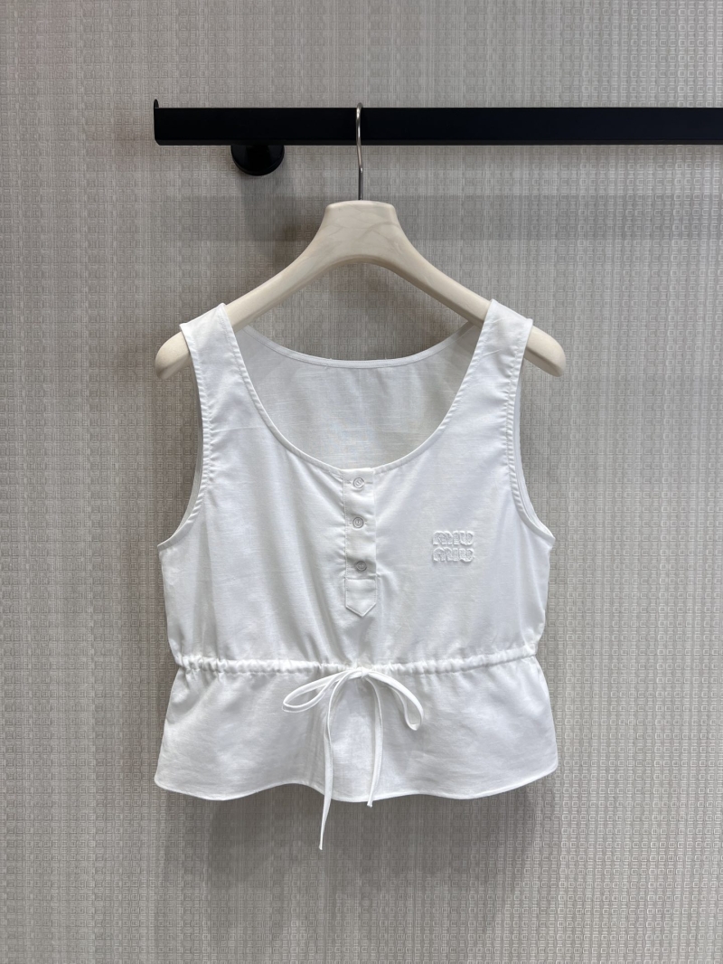 Miu Miu Sleeveless Peplum Cotton Top in Crisp White