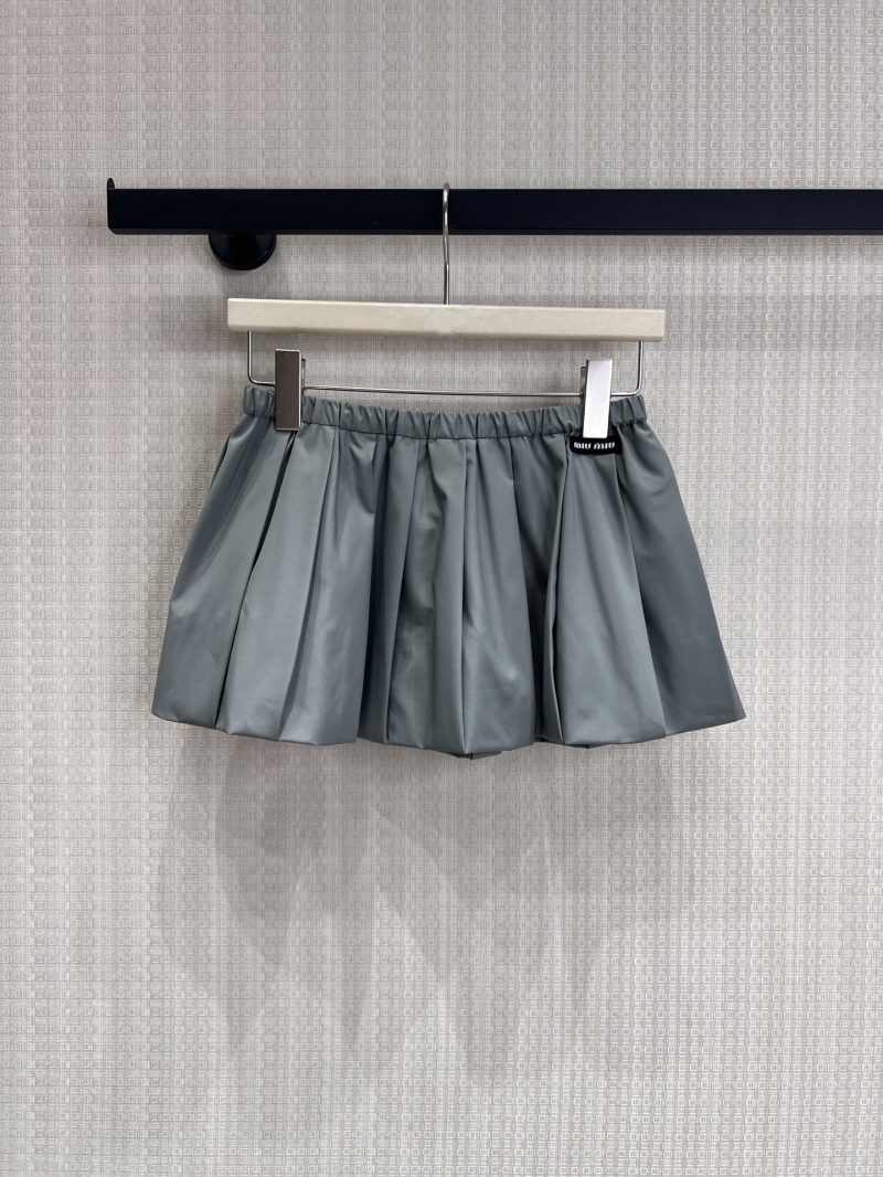 Miu Miu Vintage Collegiate Technical Pleated Mini Skirt - Muted Slate Grey