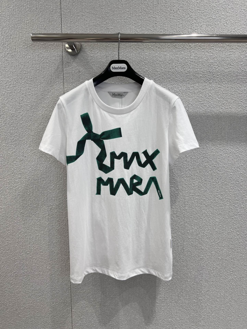 MaxMara Spring/Summer 2025 Ribbon Print Short-Sleeve T-Shirt - Elegant & Youthful