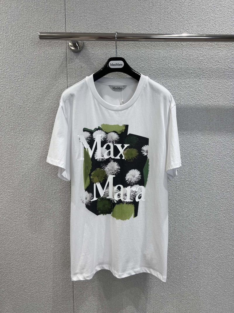 Max Mara 25SS Spring Summer Printed Round Neck T-Shirt - Exclusive Luxe Design