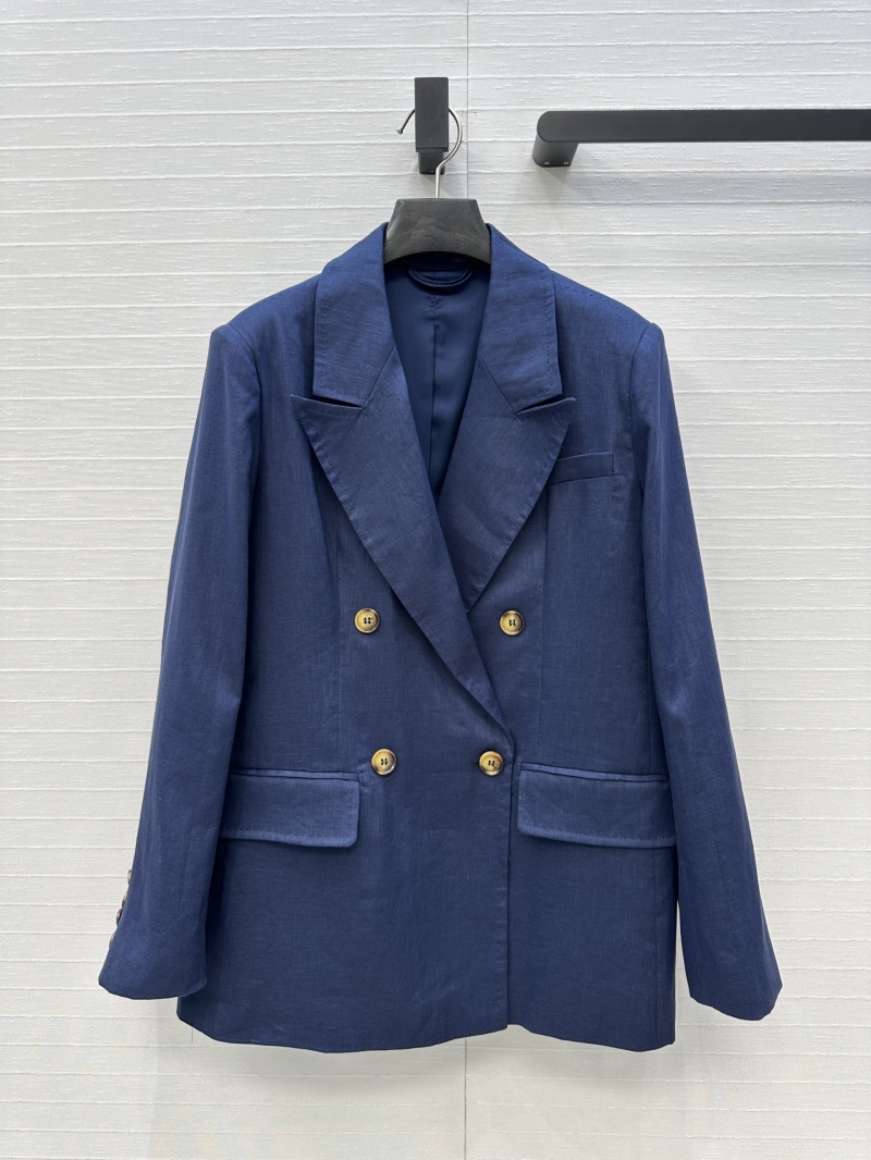 Maxmara Luxe Linen Blazer Jacket - Deep Blue Double-Breasted Elegance