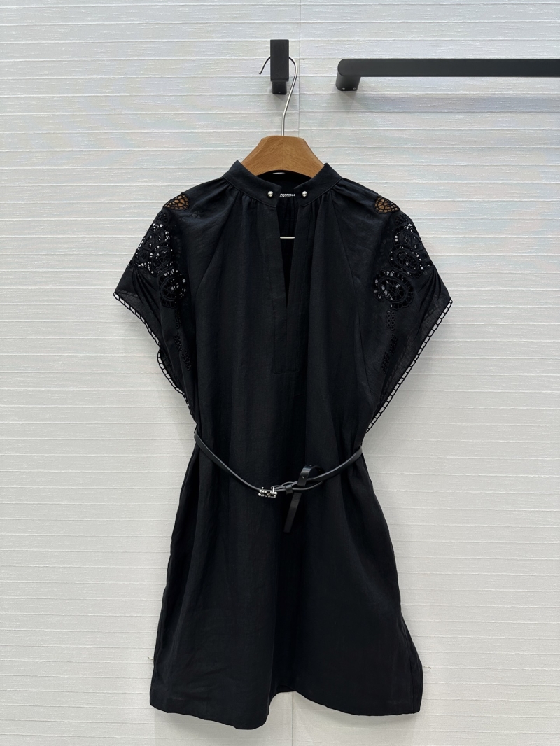 MaxMara Elegant Black Embroidered Linen Dress - Luxe French Resort Style