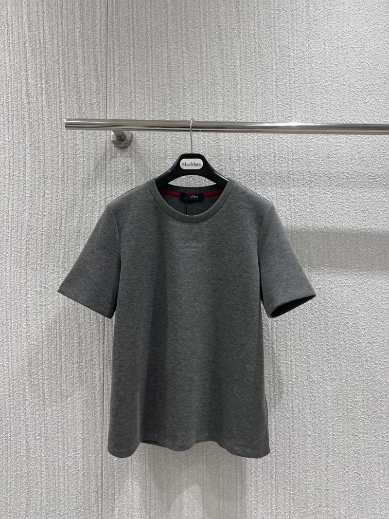 MaxMara 25FW Early Autumn Letter Embroidery Round Neck Short Sleeve T-Shirt - Exclusive & Stylish