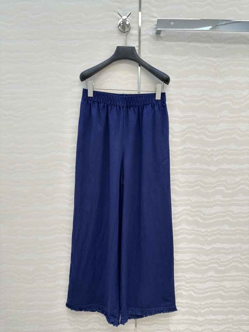 Maxmara Luxe Tencel Linen Wide-Leg Pants - Preppy Chic Style