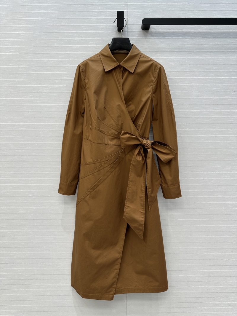 Max Mara Exclusive Luxe Wrap Dress with Belted Waist in Caramel