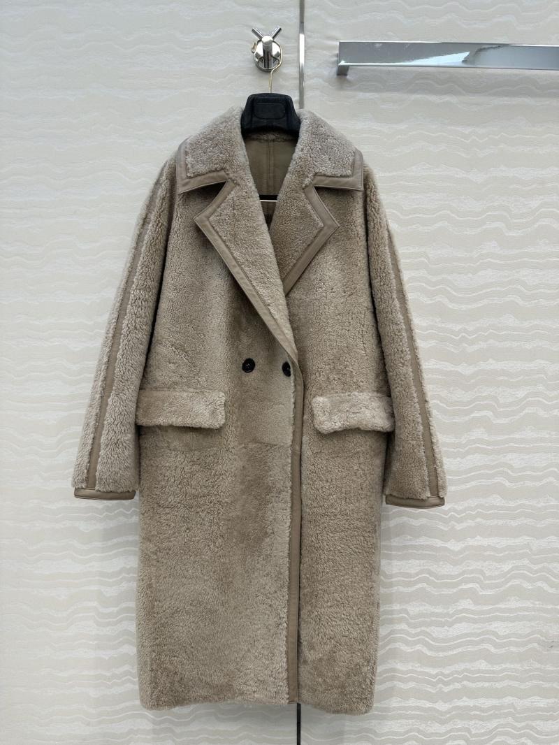 Maxmara Spanish Lamb Fur Double-Faced Oversized Lapel Coat – Handcrafted Leather Trim, Luxurious Winter Warmth