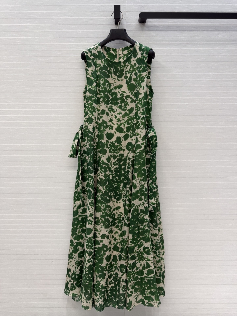 Max Mara Ramie-Tencel Botanical Print Sleeveless Maxi Dress