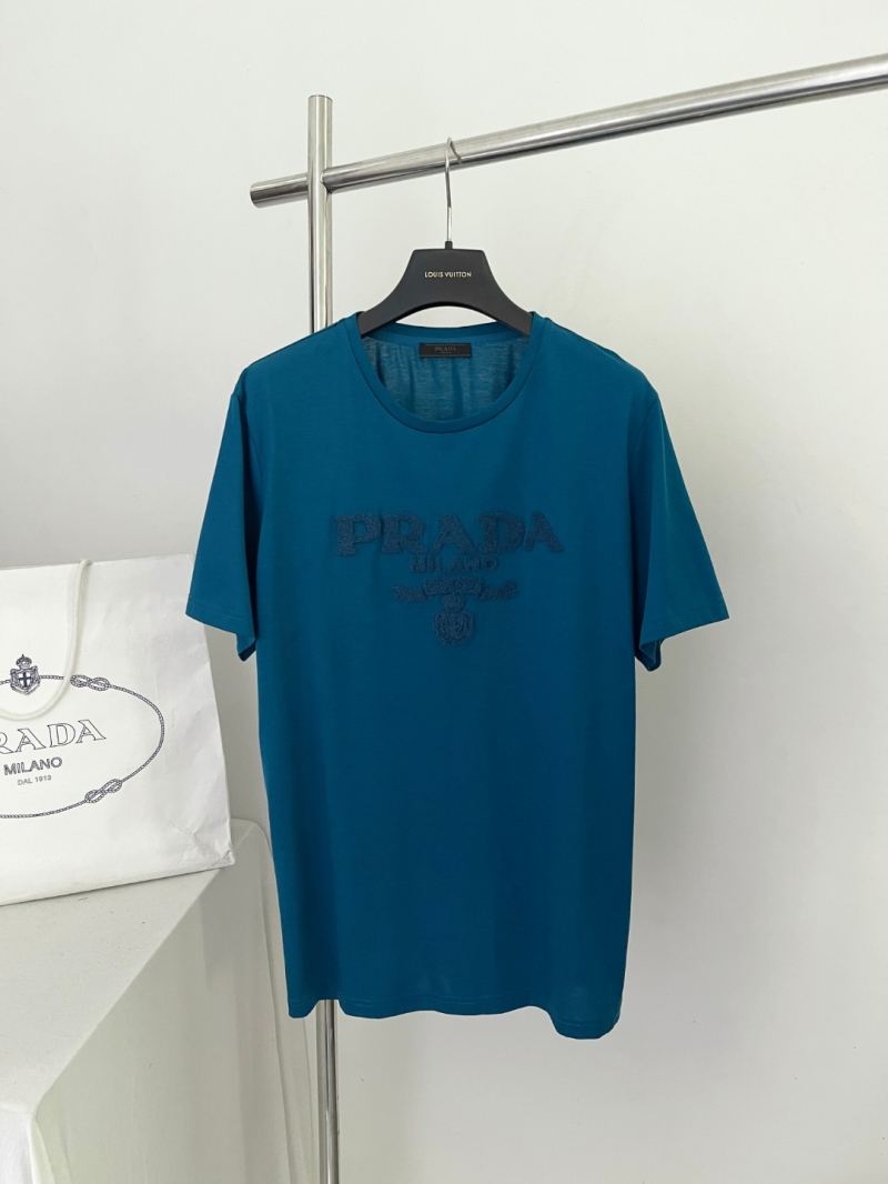 Prada Men's Blue Mercerized Cotton Short-Sleeve Shirt - Luxe Comfort