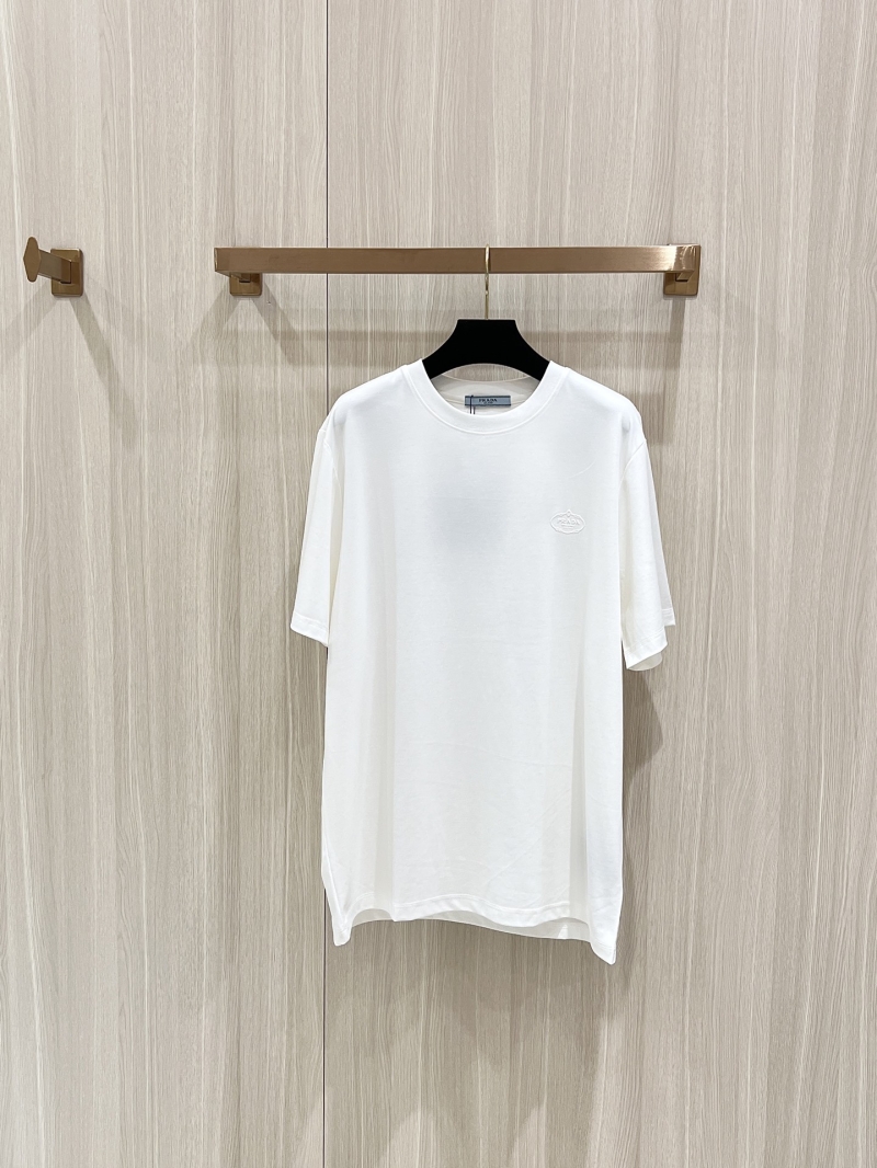 PRADA Premium Embroidered Letter Short-Sleeve T-Shirt - Luxe Casual Style