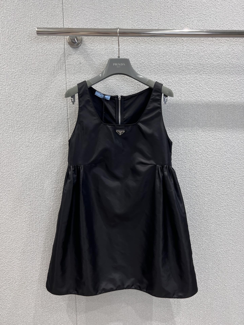 Prada Black Sleeveless Dress - Luxe Metal Triangle Logo