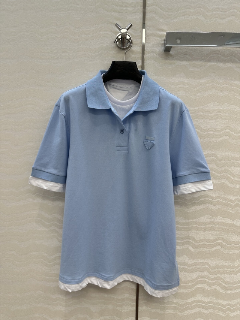Prada Elegant Faux Two-Piece Polo T-Shirt - Luxe Cotton Style