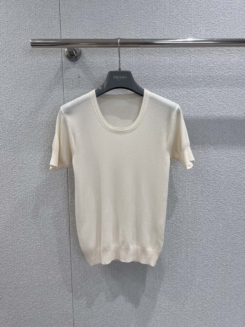 Prada Luxe Silk-Blend Knitted Short-Sleeve Top - Elegant & Versatile