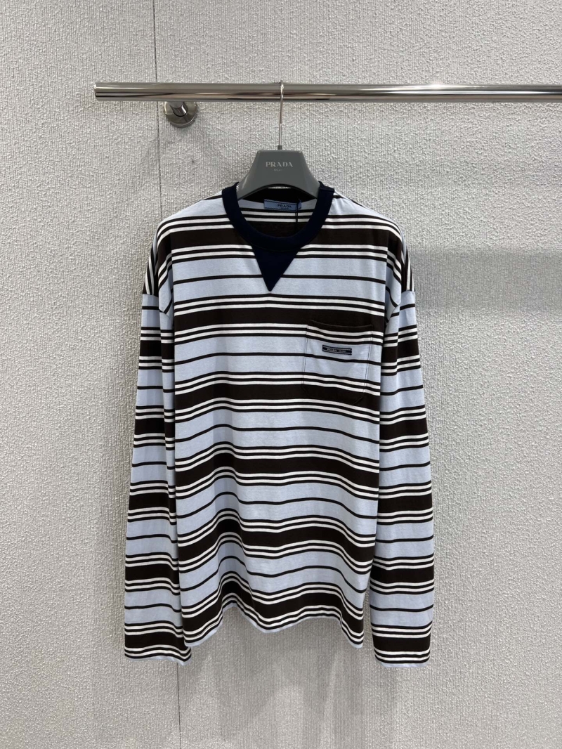 Prada Mint Chocolate Striped Long-Sleeve T-Shirt - Exclusive Luxe Design