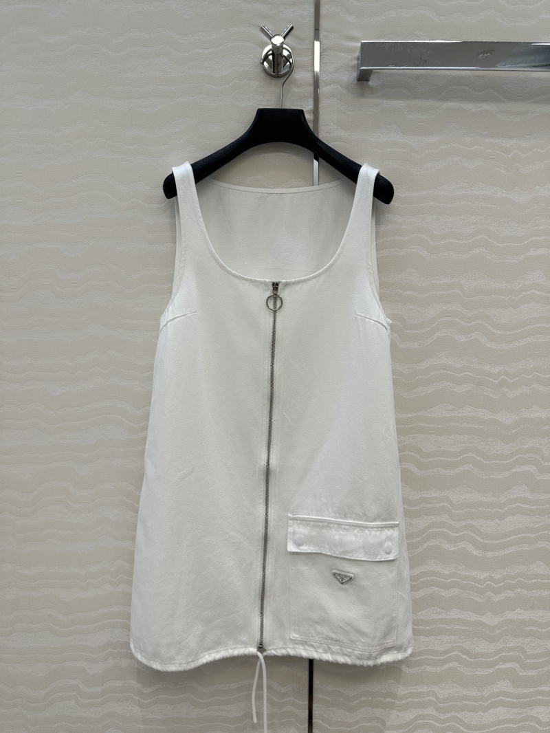 Prada Denim Vest Dress - Chic Retro Wash Stylish Layering