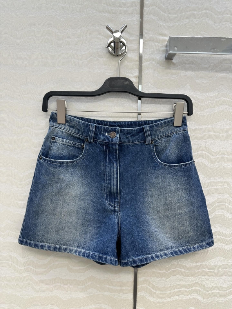 Prada High-Waisted Vintage Blue Denim Shorts with Classic Triangle Logo
