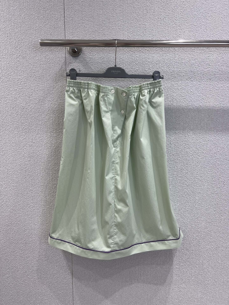 Prada Mint Green Pleated Midi Skirt | Exclusive High-Waisted A-Line Design with Side Buttons