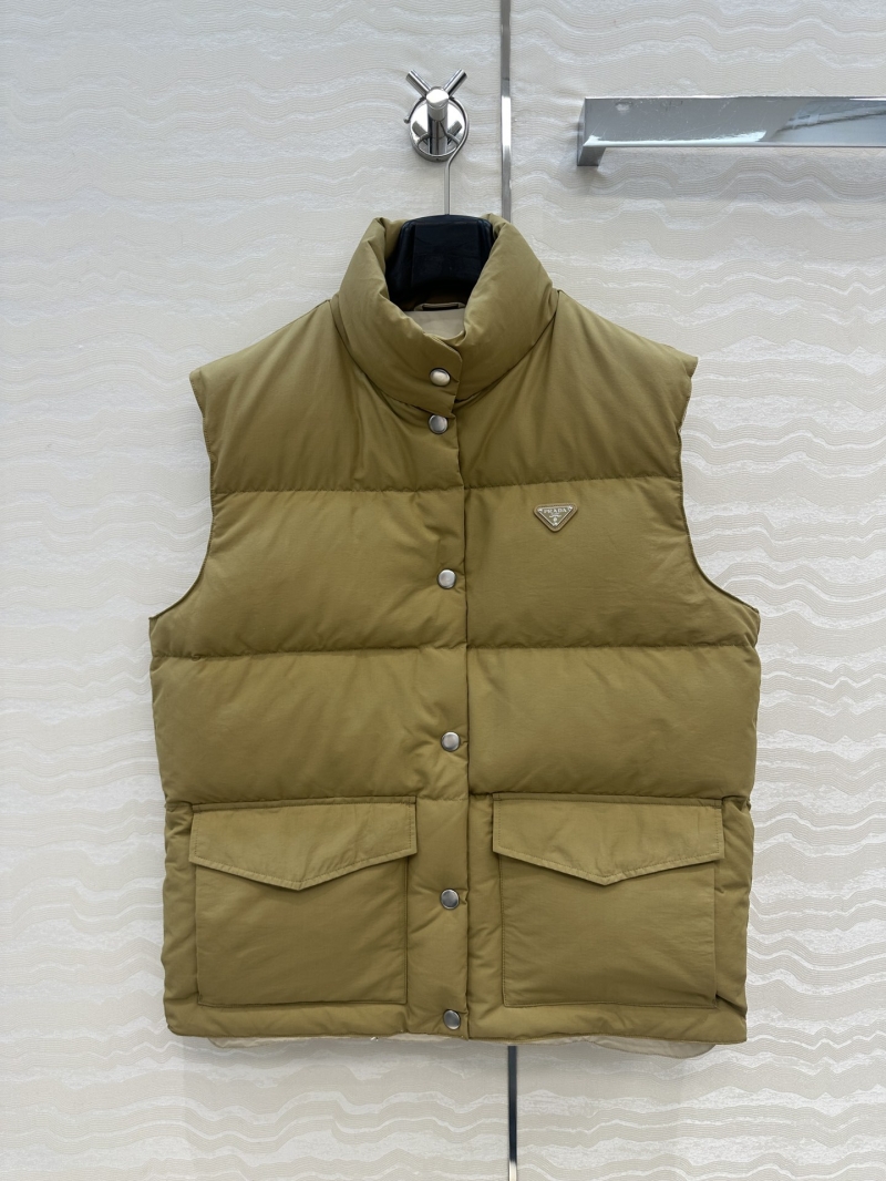 Prada Down Vest in Premium Goose Down - Winter Puffer Vest with Stand Collar