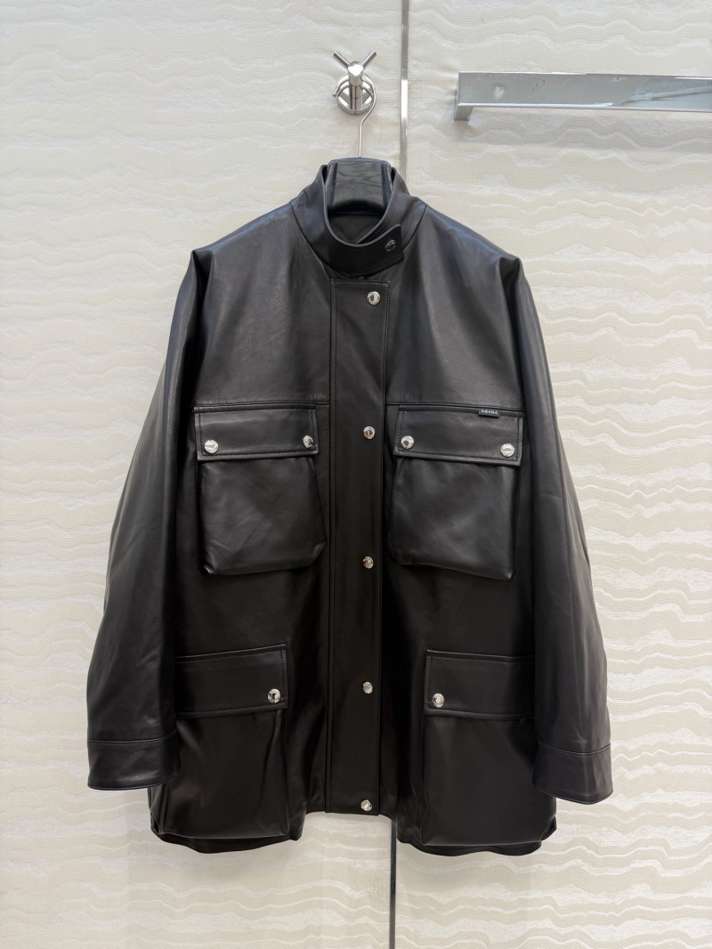 Prada 100% New Zealand Lambskin Long Oversized Motorcycle Jacket in Black