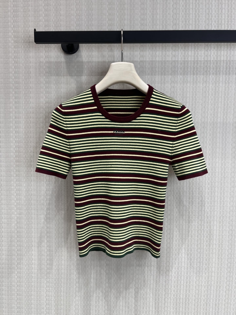 Prada Striped Ribbed Knit Short-Sleeve Top - Spring/Summer Luxury Edition