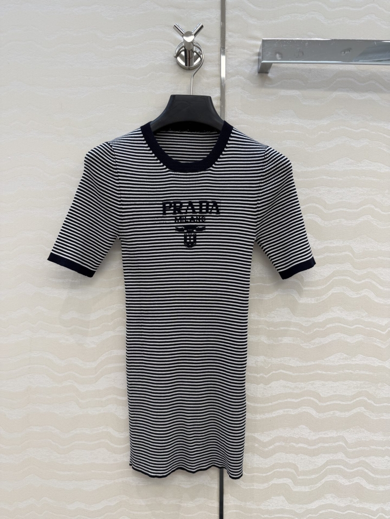 PRADA Black and White Striped Knit Top in Premium Imported Yarn