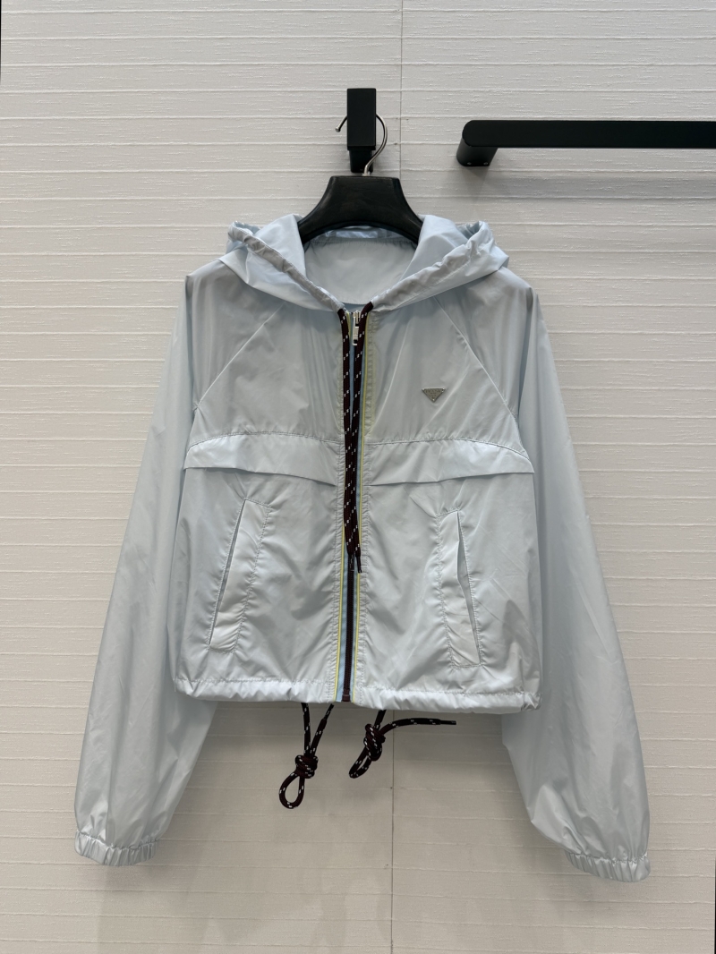 Prada Ice Blue Lightweight Nylon Hooded Windbreaker