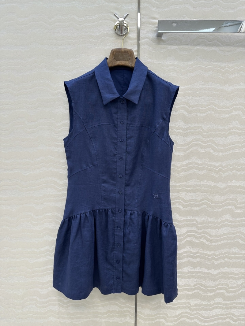 Ralph Lauren Luxe Linen Tennis-Inspired Deep Blue Dress