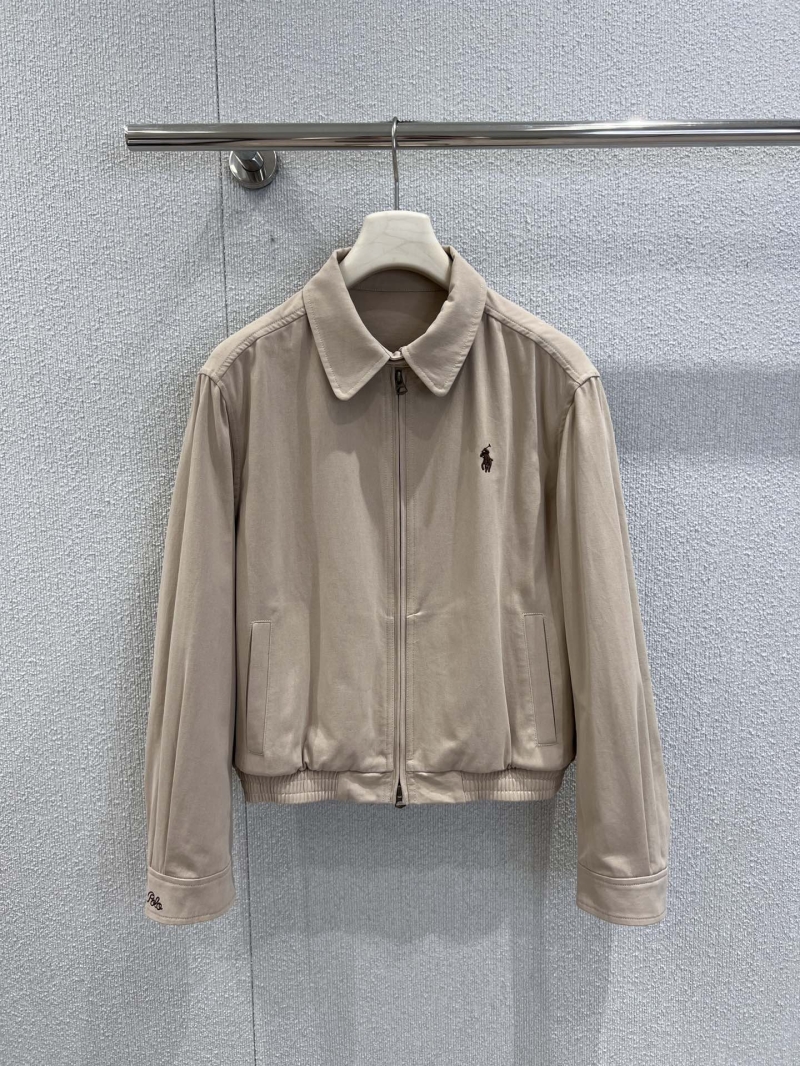 Ralph Lauren Classic Pony Embroidered Bomber Jacket in Light Tan
